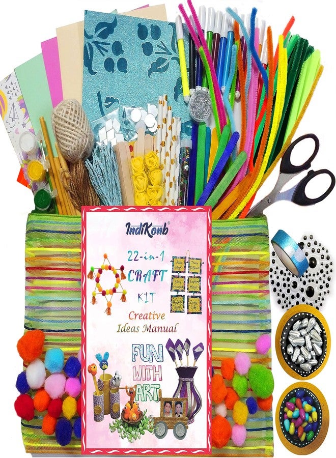 INDIKONB 22 in 1 Art and Craft Kit for Girls and Boys with Crafts Supplies Set All Craft Materials Items for Kids DIY for All Ages 8-10, Age 9-12, Age 12-16 Old - Art Kit # 2, Multicolour - Image 1
